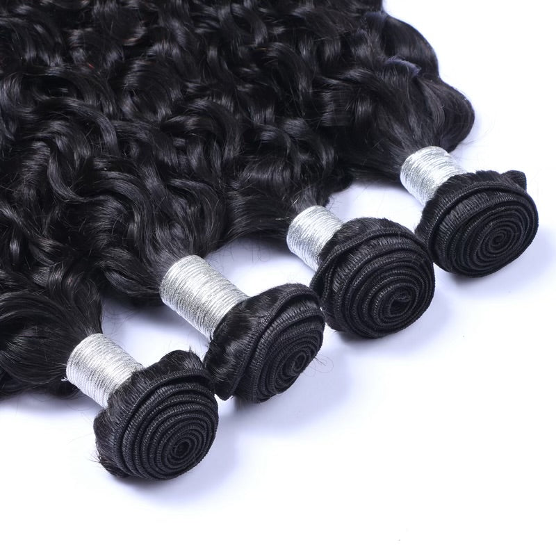 Virgin Natural Wave Hair 3 Bundles with HD Lace Closure Virgin Human Hair