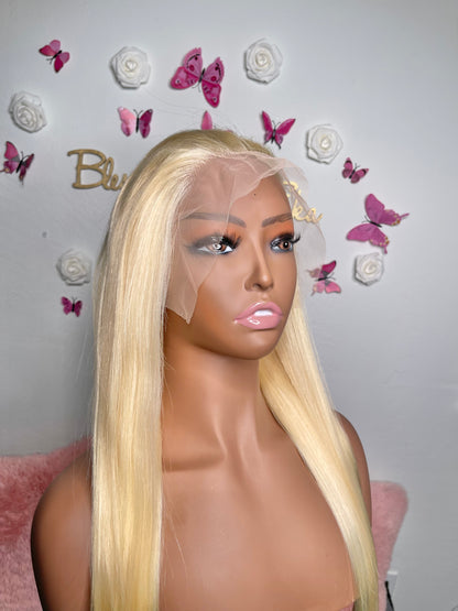 613 BLONDE BRAZILIAN STRAIGHT TRANSPARENT LACE FRONT HUMAN HAIR WIG